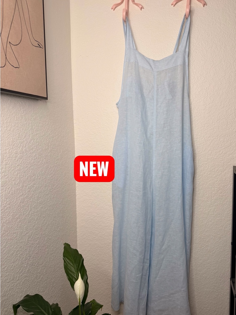 Haute Hippie Soft Light Blue Linen Blend Jumpsuit - Picture 2 of 4